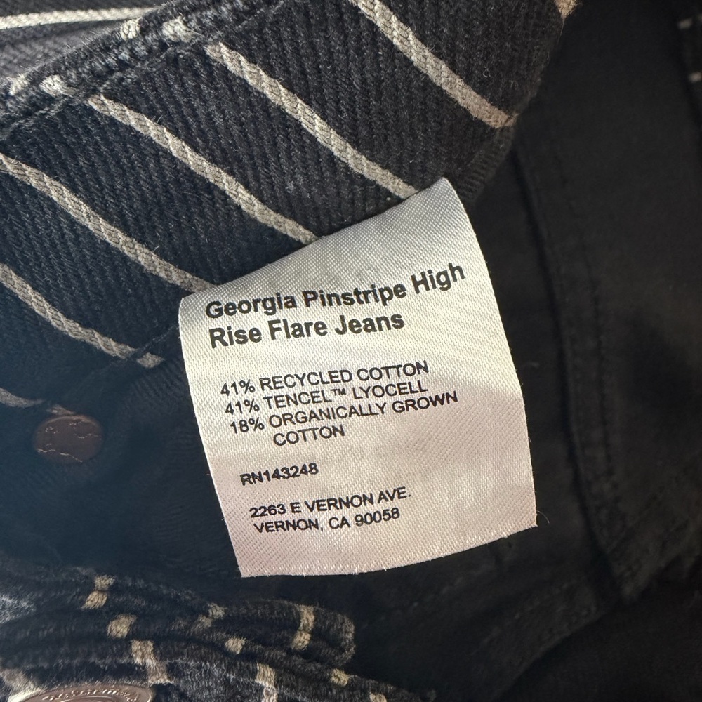 Reformation Georgia Pinstripe High Rise Flare Jeans - Picture 7 of 7